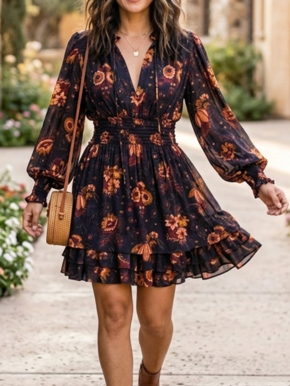 ​Ulla Johnson New York Floral Silk Ruffle "Adara" Mini Dress - Size 2